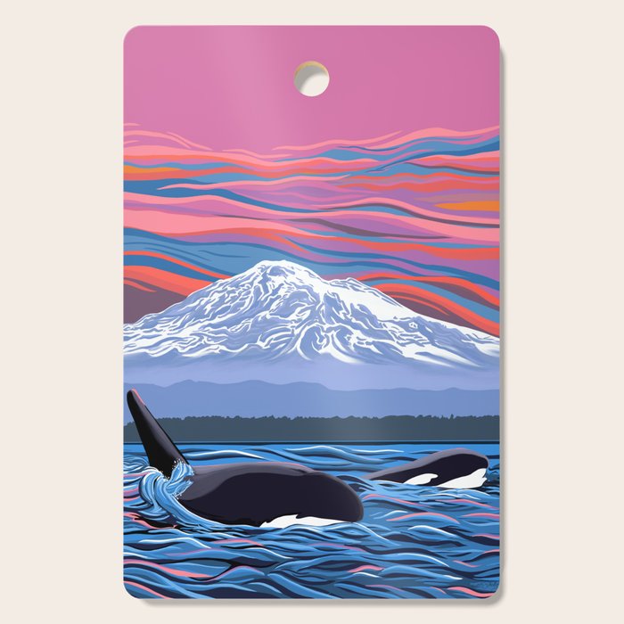 Orca Momma and calf - Ballet Slipper Cutting Board Gallery Image 1