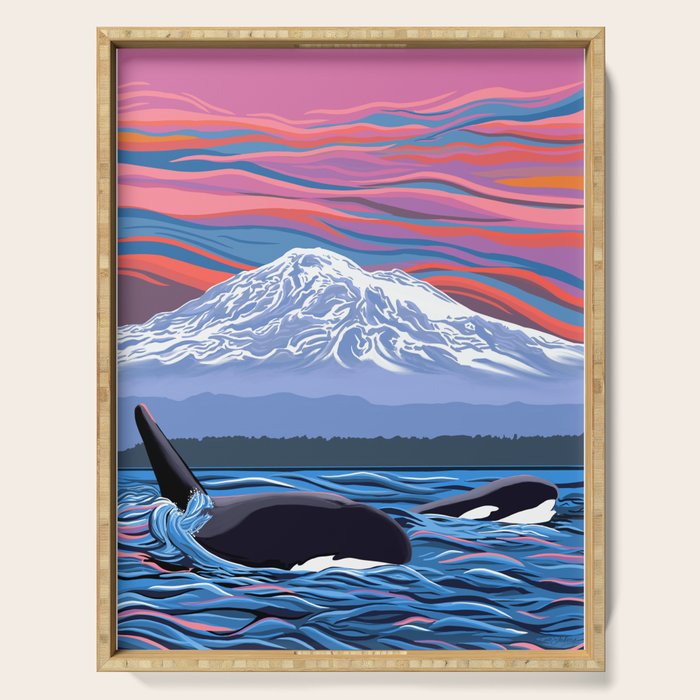 Orca Momma and calf - Ballet Slipper Serving Tray Gallery Image 1