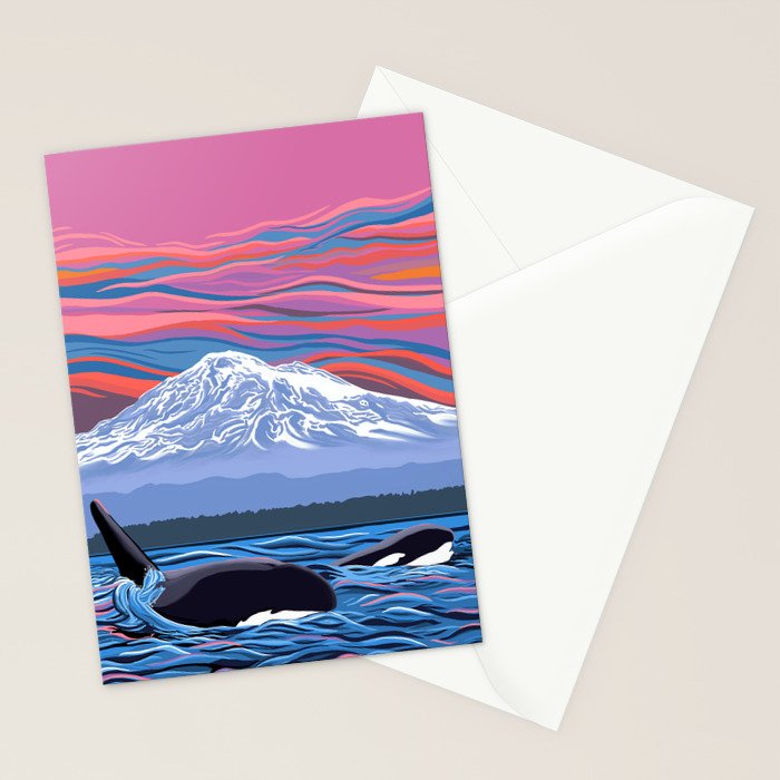 Orca Momma and calf - Ballet Slipper Stationery Card Gallery Image 2