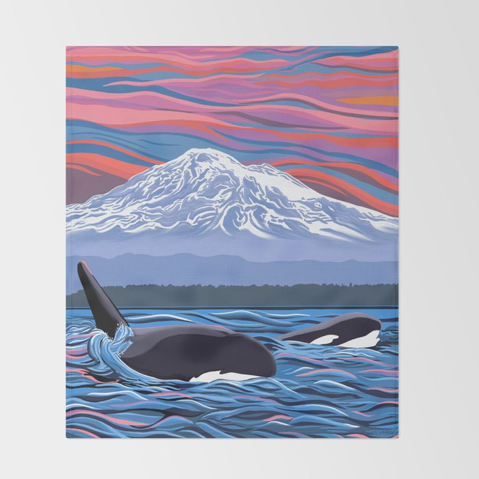 Orca Momma and calf - Ballet Slipper Throw Blanket Gallery Image 2