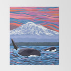 Orca Momma and calf - Ballet Slipper Throw Blanket Gallery Image 2