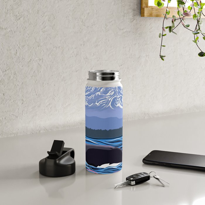 Orca Momma and calf - Ballet Slipper Water Bottle Gallery Image 4