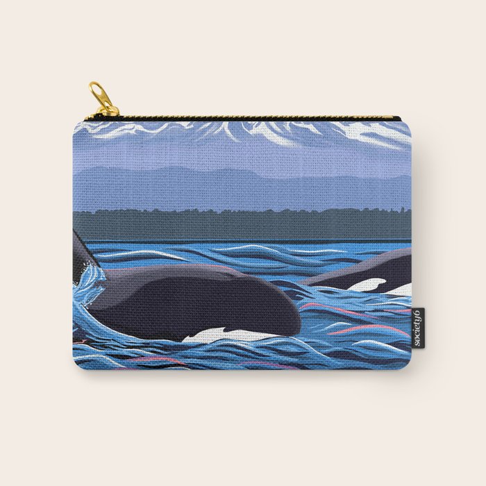 Orca Momma and calf - Ballet Slipper Carry All Pouch Gallery Image 1