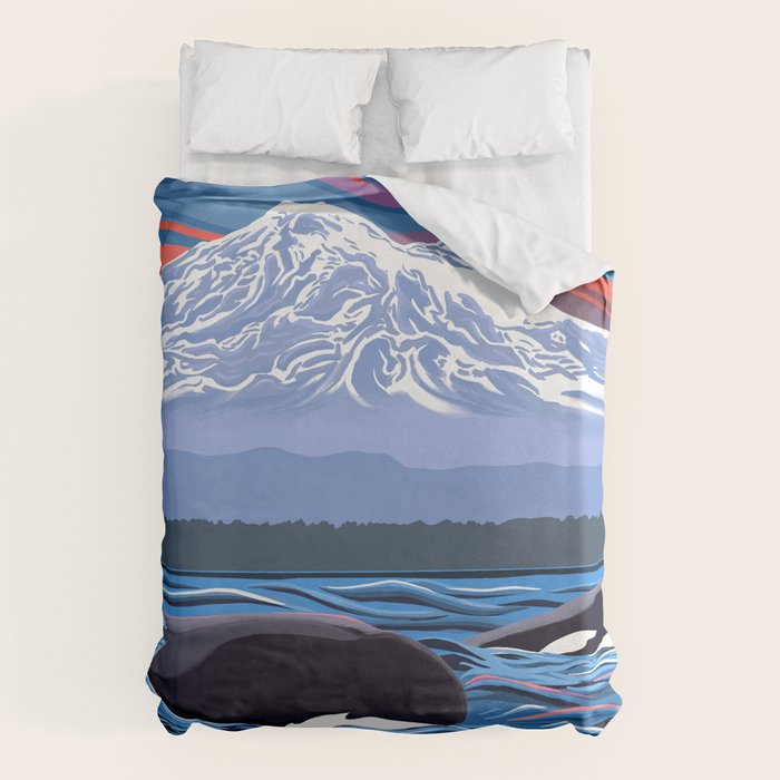 Orca Momma and calf - Ballet Slipper Duvet Cover Gallery Image 1