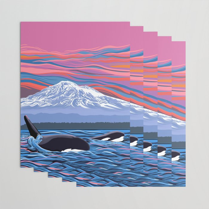 Orca Momma and calf - Ballet Slipper Wrapping Paper Gallery Image 3