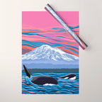 Orca Momma and calf - Ballet Slipper Wrapping Paper Gallery Image 1