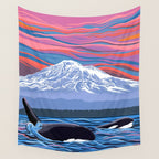 Orca Momma and calf - Ballet Slipper Wall Tapestry Gallery Image 4