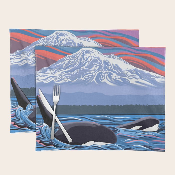 Orca Momma and calf - Ballet Slipper Placemat Gallery Image 1