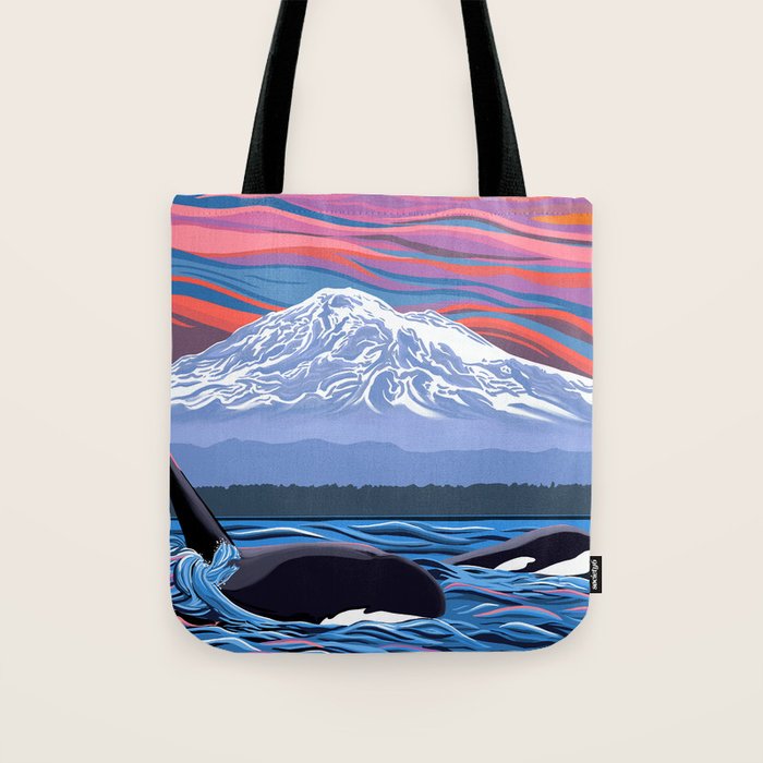 Orca Momma and calf - Ballet Slipper Tote Bag Gallery Image 1