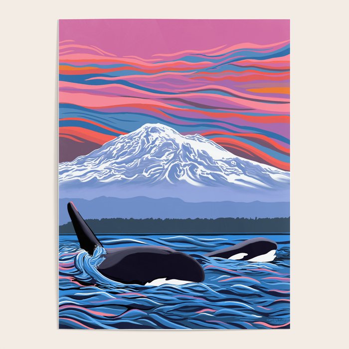 Orca Momma and calf - Ballet Slipper Poster Gallery Image 4
