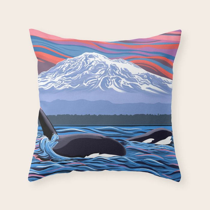 Orca Momma and calf - Ballet Slipper Throw Pillow Gallery Image 6