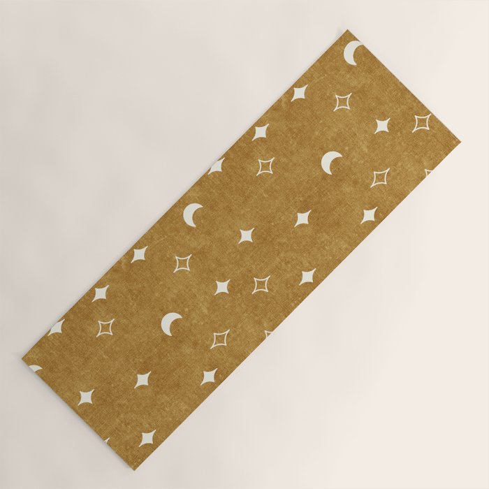 moon and stars - mustard Yoga Mat Gallery Image 1
