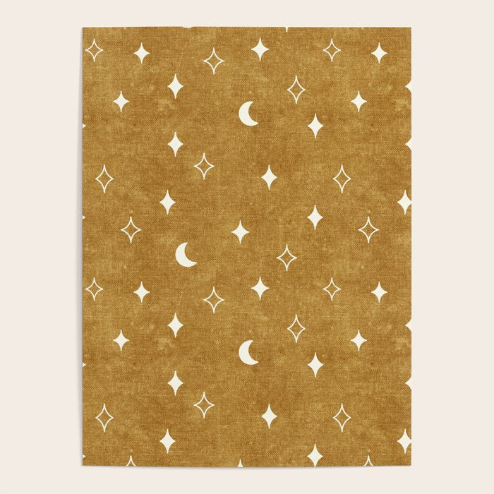 moon and stars - mustard Poster Gallery Image 4