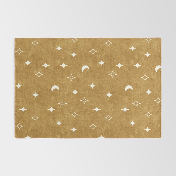 moon and stars - mustard Rug Gallery Image 2