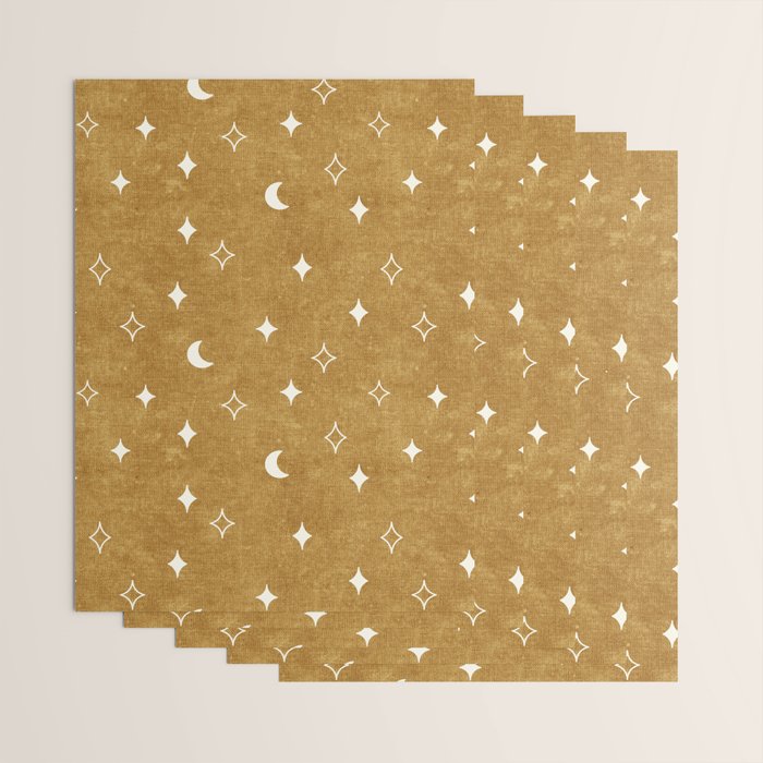 moon and stars - mustard Wrapping Paper Gallery Image 3
