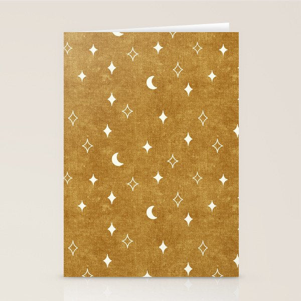 moon and stars - mustard Stationery Card Gallery Image 1