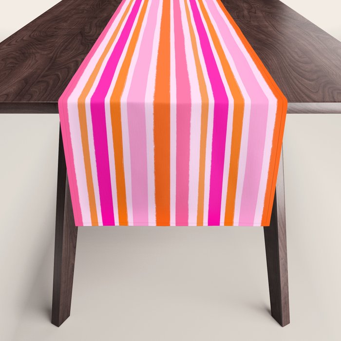 Pink and Orange Stripes Freehand Table Runner Gallery Image 1