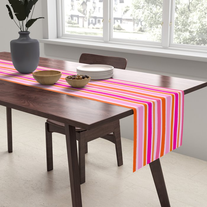 Pink and Orange Stripes Freehand Table Runner Gallery Image 2