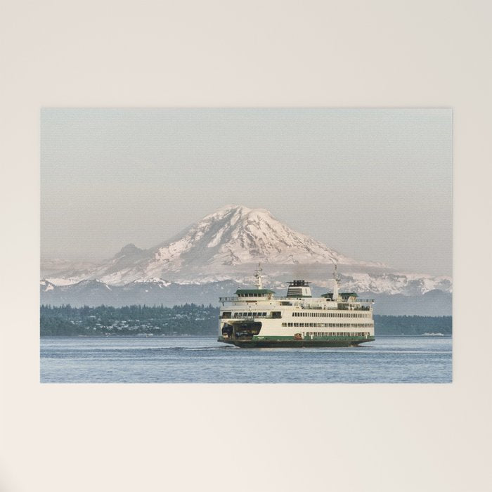 Seattle Bainbridge Island Ferry with Mount Rainier Welcome Mat Gallery Image 1