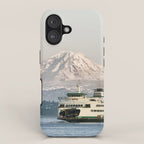 Seattle Bainbridge Island Ferry with Mount Rainier iPhone Case Gallery Image 1