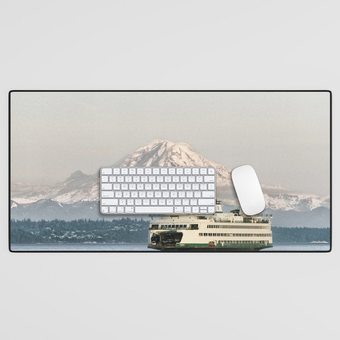 Seattle Bainbridge Island Ferry with Mount Rainier Desk Mat Gallery Image 1