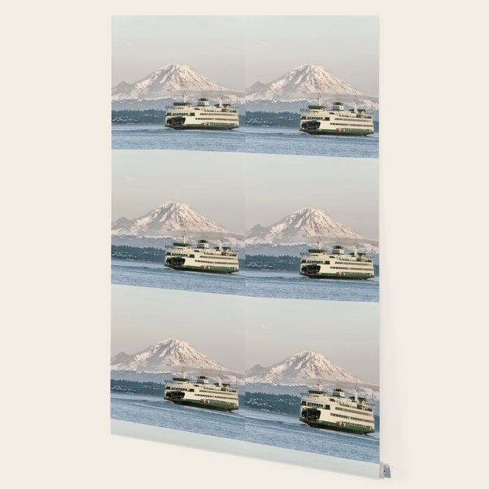 Seattle Bainbridge Island Ferry with Mount Rainier Wallpaper Gallery Image 2