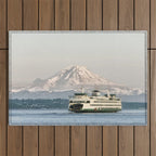 Seattle Bainbridge Island Ferry with Mount Rainier Outdoor Rug Gallery Image 1