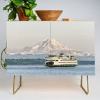 Seattle Bainbridge Island Ferry with Mount Rainier Credenza Gallery Image 1