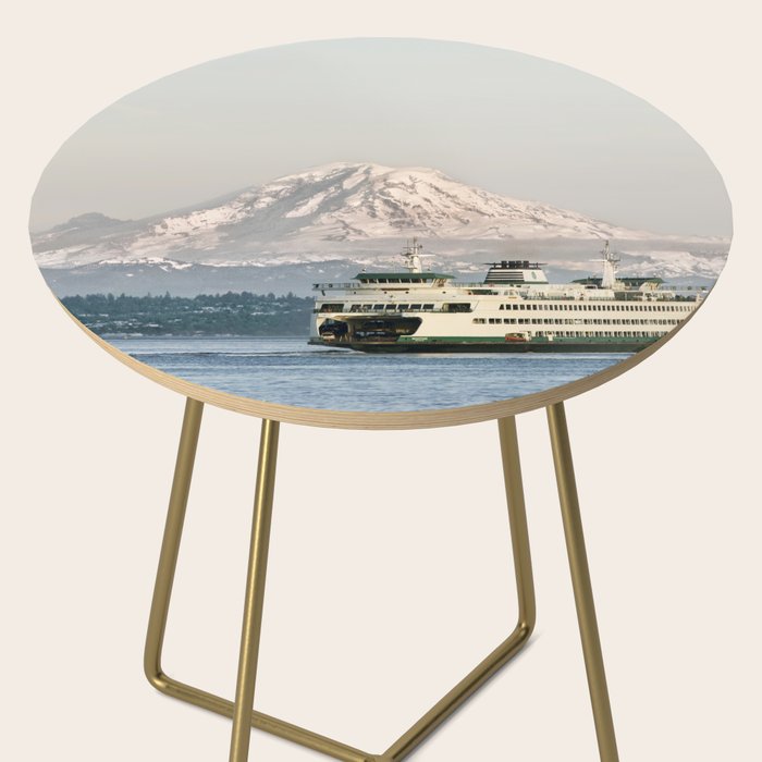 Seattle Bainbridge Island Ferry with Mount Rainier Side Table Gallery Image 2