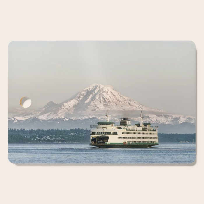 Seattle Bainbridge Island Ferry with Mount Rainier Cutting Board Gallery Image 1