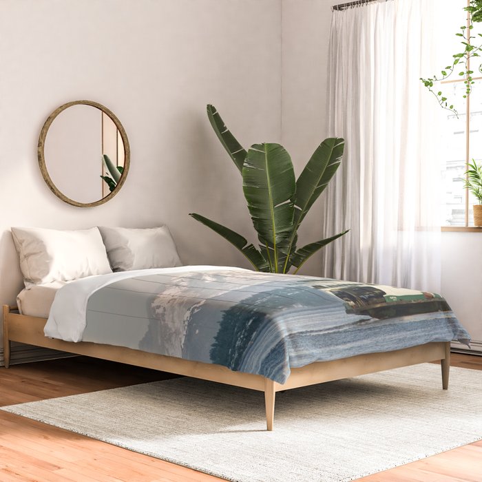 Seattle Bainbridge Island Ferry with Mount Rainier Comforter Gallery Image 2