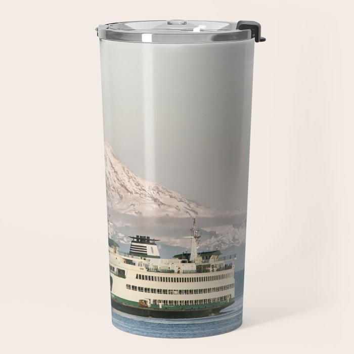 Seattle Bainbridge Island Ferry with Mount Rainier Travel Mug Gallery Image 2