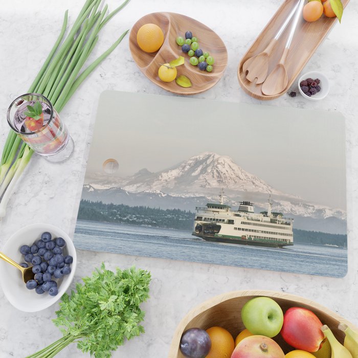 Seattle Bainbridge Island Ferry with Mount Rainier Cutting Board Gallery Image 2