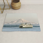 Seattle Bainbridge Island Ferry with Mount Rainier Rug Gallery Image 1