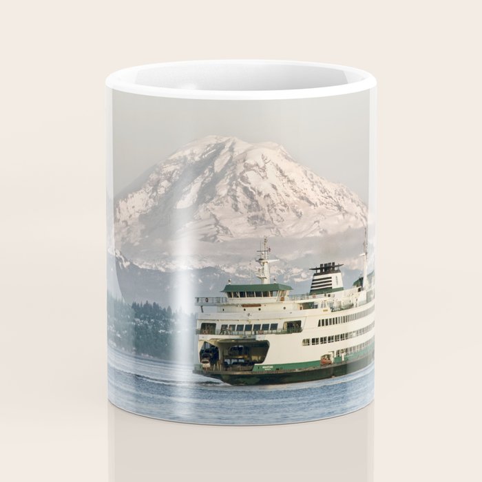 Seattle Bainbridge Island Ferry with Mount Rainier Coffee Mug Gallery Image 4