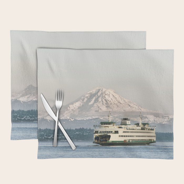 Seattle Bainbridge Island Ferry with Mount Rainier Placemat Gallery Image 1