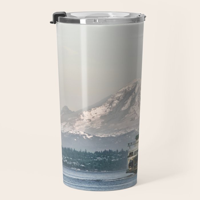 Seattle Bainbridge Island Ferry with Mount Rainier Travel Mug Gallery Image 3