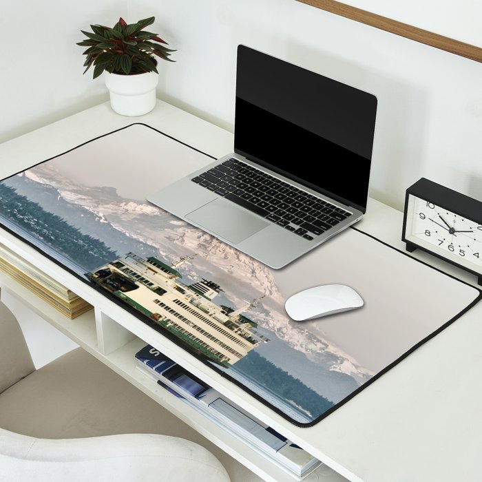 Seattle Bainbridge Island Ferry with Mount Rainier Desk Mat Gallery Image 2