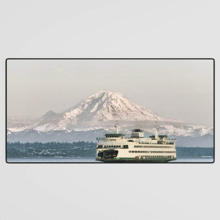 Seattle Bainbridge Island Ferry with Mount Rainier Desk Mat Gallery Image 3