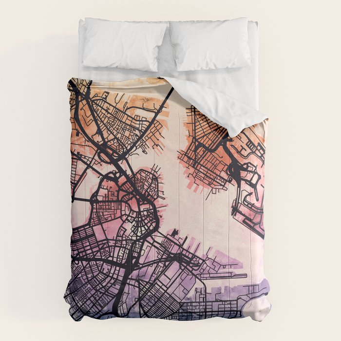 Boston Massachusetts Street Map Comforter Gallery Image 6