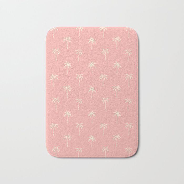 Pink summer palm tree doodle art pattern Bath Mat Gallery Image 1