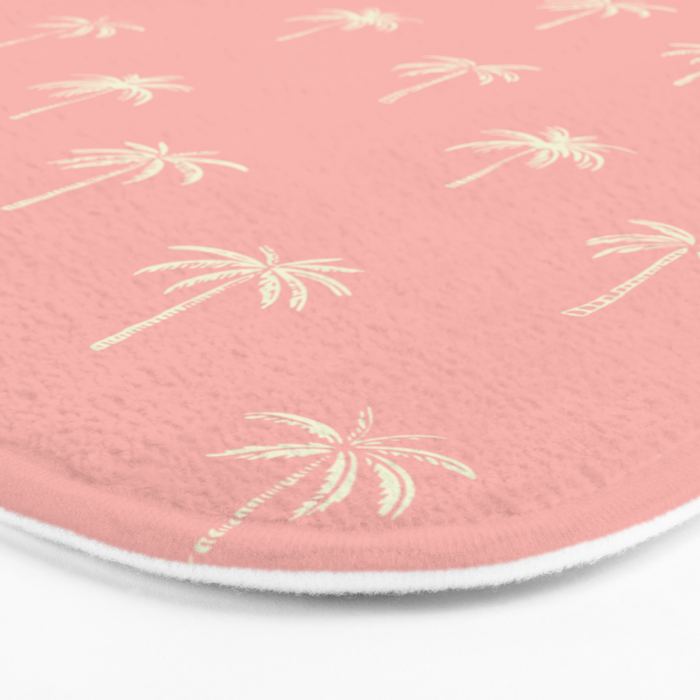 Pink summer palm tree doodle art pattern Bath Mat Gallery Image 3