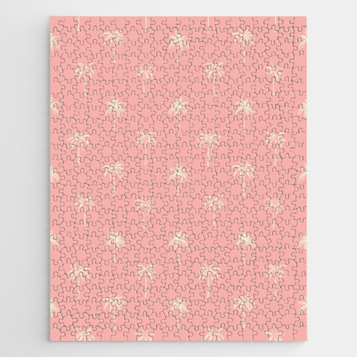 Pink summer palm tree doodle art pattern Jigsaw Puzzle Gallery Image 1