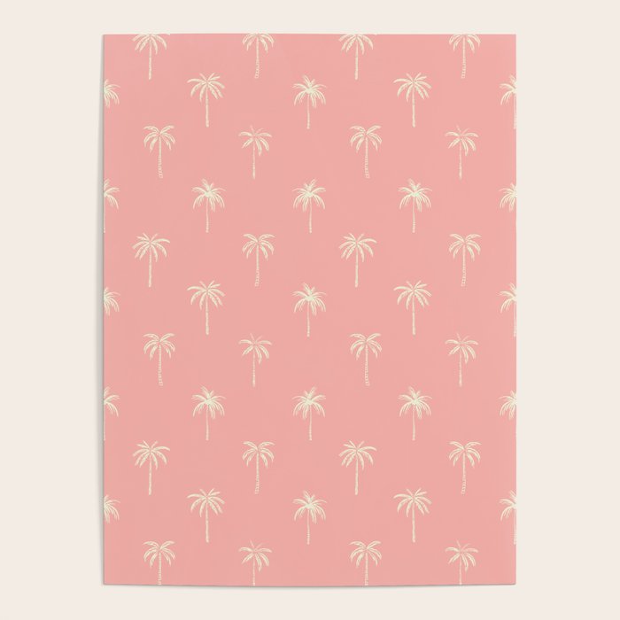 Pink summer palm tree doodle art pattern Poster Gallery Image 1
