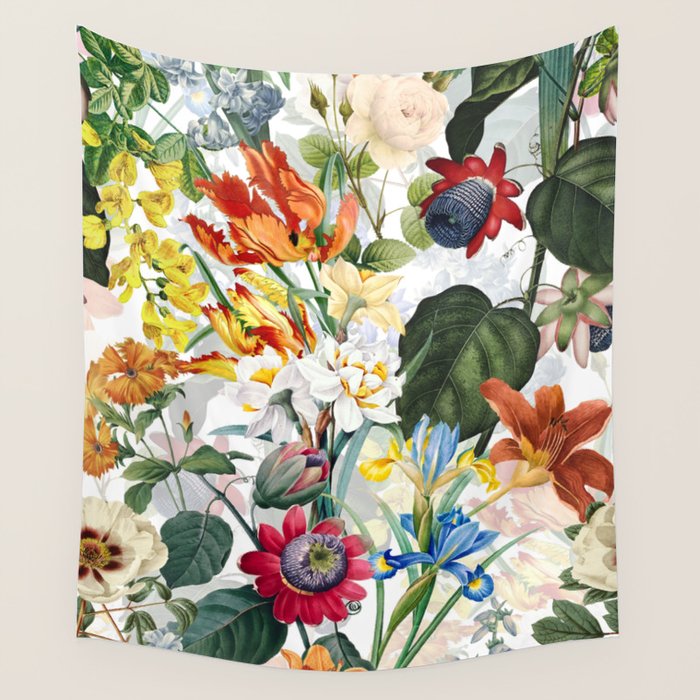Vintage & Shabby Chic - Tropical Botanical Flower Garden  Wall Tapestry Gallery Image 4