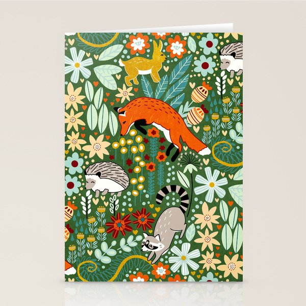 Textured Woodland Pattern - Forest Green Stationery Card Gallery Image 2