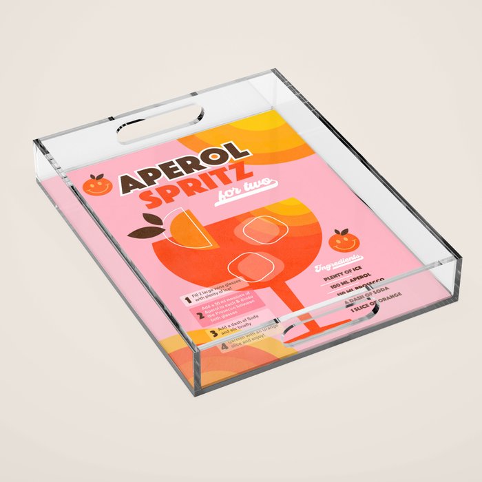 Retro Cocktail Nº1 Aperol Spritz Acrylic Tray Gallery Image 1