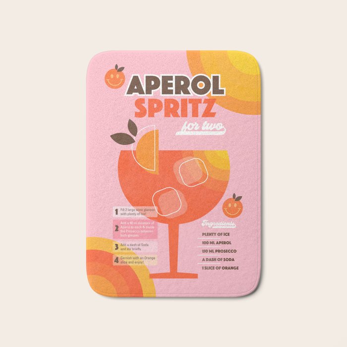 Retro Cocktail Nº1 Aperol Spritz Bath Mat Gallery Image 1