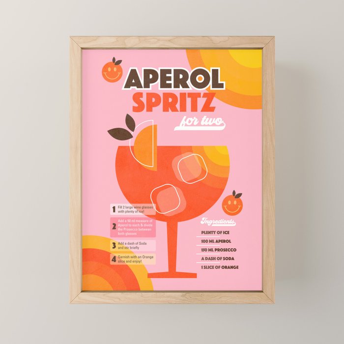 Retro Cocktail Nº1 Aperol Spritz Mini Art Print Gallery Image 1
