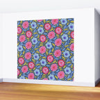 Folk Floral Blossoms in Eggplant Purple Wall Mural Gallery Image 2